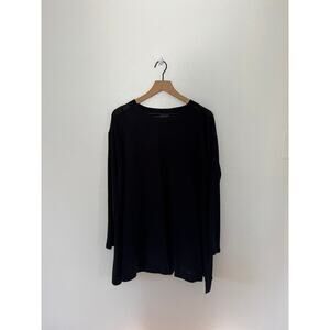 Eileen Fisher Women's Black 100% Silk Layered Tunic Blouse Size Small